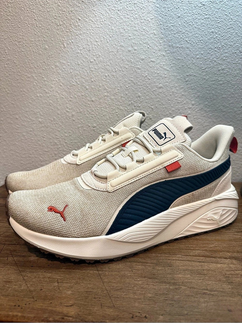 Puma Softride Enzo Evo Men’s 10 Cream Navy Orange Sneakers 400755-02 New